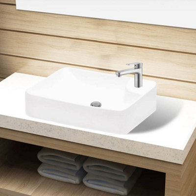 Vidaxl Ceramic Bathroom Sink Basin With Faucet Hole White from B&Q
