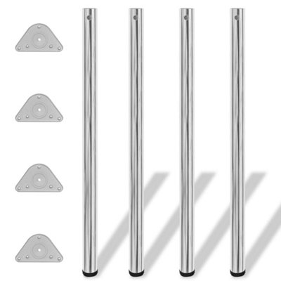 Vidaxl 4 Height Adjustable Table Legs Chrome 1100 Mm Table Legs