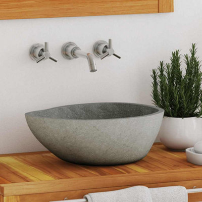 Vidaxl Basin River Stone Oval (37-46)X(29-36) Cm from B&Q