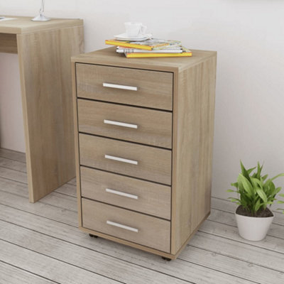 B&Q -  Office Drawer Unit With Castors 5 Drawers Oak