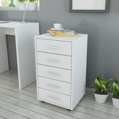 B&Q -  Office Drawer Unit With Castors 5 Drawers White