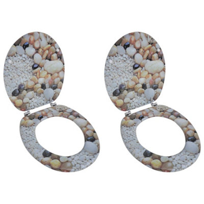 Walplus Toilet Seats With Lids 2 Pcs Mdf Pebbles