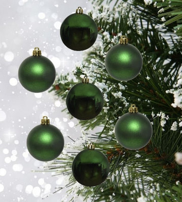 Decoris 24 Mini Baubles Real Glass Christmas Tree Baubles Pine Green 2.5Cm from B&Q