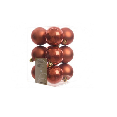 Decoris 12 Autumn Christmas Tree Baubles Red