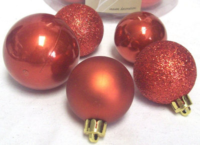 Decoris 30 Autumn Christmas Tree Baubles Red