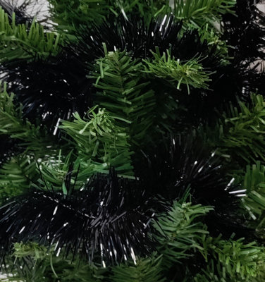 Decoris Black Christmas Tinsel Garland 2.7M Black Shiny Christmas Tree Tinsel from B&Q