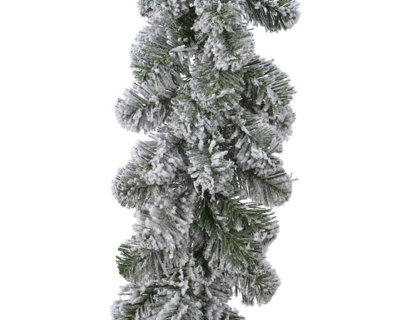 Kaemingk Green/White Snowy Imperial Christmas Garland Decoration Green / White - 270 X 20Cm