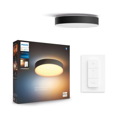 Philips Hue White Ambiance Enrave Medium Ceiling Lamp Black from B&Q