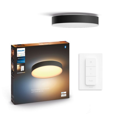 B&Q -  White Ambiance Enrave Large Ceiling Lamp Black
