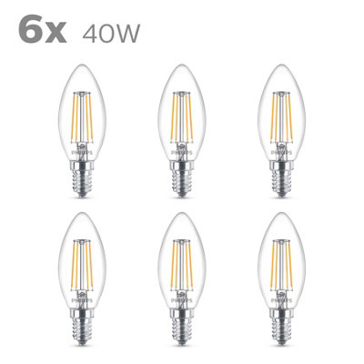 B&Q -  Led 40W E14 Warm White 6-Pack Clear