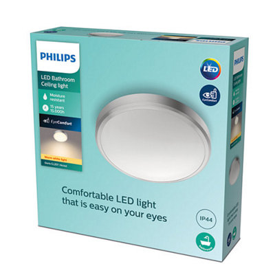 Philips Led Doris Bathroom Ceiling Light 27K 17WWarm WhiteIp44 Nickel from B&Q