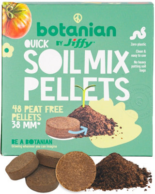 botanian BY Jiffy Jiffy Botanian 48 Peat Free Coir Seed Pellets 36mm Biodegradable Plant Starter Plugs For Seeds Cuttings Herbs Flowers Veg from B&Q