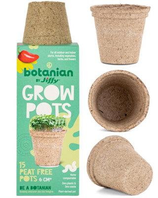 botanian BY Jiffy 15 Pack Peat Free Fibre Seedling Pots Biodegradable Sphagnum Moss Growing Pots Seasonal Bedding Plant And Greenhouse Starter Pack from B&Q