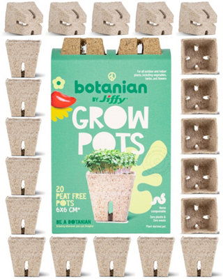 botanian BY Jiffy 20 Pack Peat Free Fibre Seedling Pots Biodegradable Sphagnum Moss Growing Pots Bulk Value Pack For Allotments And Large Gardens from B&Q