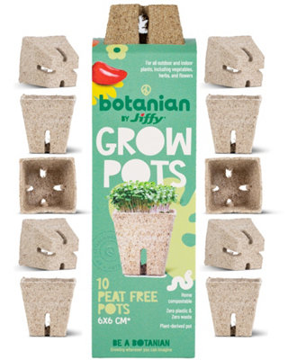 botanian BY Jiffy 10 Pack Peat Free Fibre Seedling Pots Biodegradable Sphagnum Moss Growing Pots Vegetable Patch And Tomato Starter Pack from B&Q