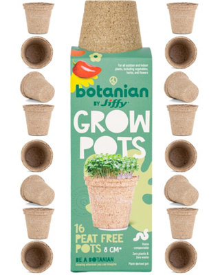 botanian BY Jiffy Peat Free Fibre Growing Pots And Root Trainers 16 Pack from B&Q