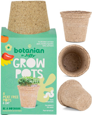 botanian BY Jiffy Jiffy Botanian Peat Free Fibre Growing Pots 8 Pack from B&Q