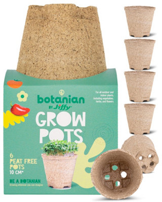 botanian BY Jiffy 6 Pack Peat Free Fibre Seedling Pots Biodegradable Sphagnum Moss Growing Pots Small Space Herb Starter Pack from B&Q