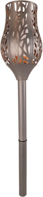 B&Q -  Luxform Lighting Battery Powered Charcoal Grey Metal Tulip Flame Candle Torch With Remote Control And Timer
