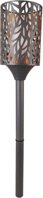 B&Q -  Luxform Lighting Battery Powered Charcoal Grey Metal Cylinder Flame Candle Torch With Remote Control And Timer
