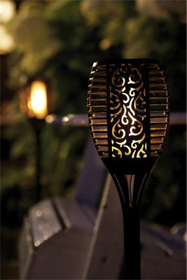 Luxform LED Solar Powered Flame Art Deco Torch - Black - Image 7