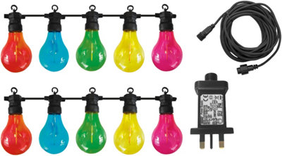 10 Multi Coloured White LED Festoon Garden String Lights Globe Energy Rating A+ - Image 2