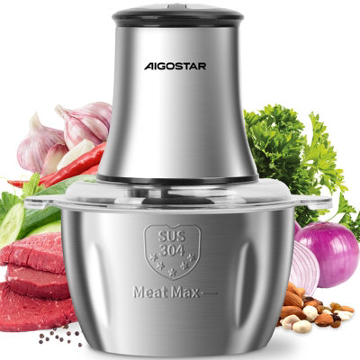 Aigostar Food Processor 500W Vegetable Chopper 1.8L Stainless Steel Bowl from B&Q
