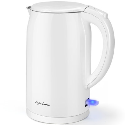 B&Q Taylor Swoden Electric Kettle, Double Wall Insulated Kettle Cordless White, 2200W, 1.5L