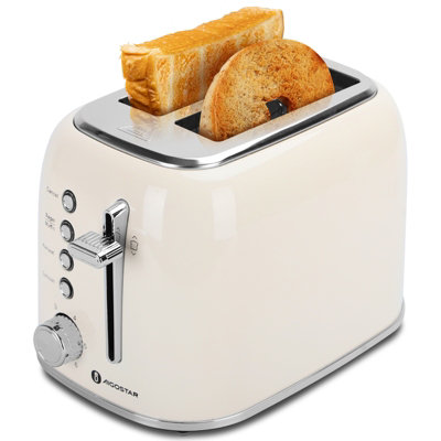 Aigostar Toaster 2 SliceRetro Wide Slot Stainless Steel Toaster 800W For Toasting Bagels Breads from B&Q
