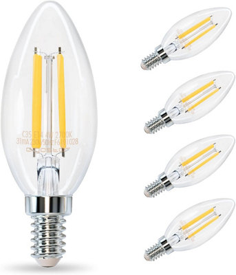 Aigostar C35 E14 Filament BulbsLight Bulbs Screw Small 4W 470Lm 2700KPack Of 5 from B&Q