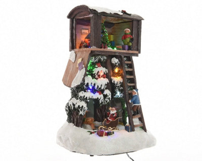LIght Up LED Christmas Decoration - Tree House with Santa - Image 4