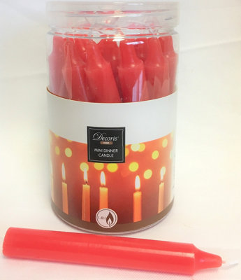 Decoris Red Mini Dinner Candles Tub Of 22 Christmas Candle 10Cm 1.4H Burn Time from B&Q
