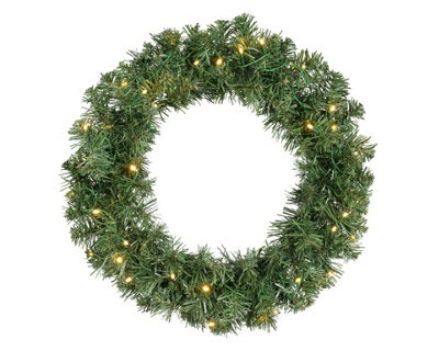 B&Q -  Battery Operated Green Christmas Door WreathWarm White Lights50Cm Diameter