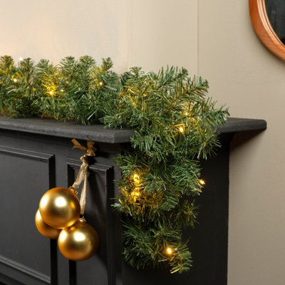B&Q -  Battery Imperial Pine Christmas GarlandWarm White Lights270Cm X 25Cm