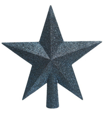 Decoris Midnight Blue Christmas Tree Star Topper Dark Navy Glitter Tree Decoration 19Cm from B&Q