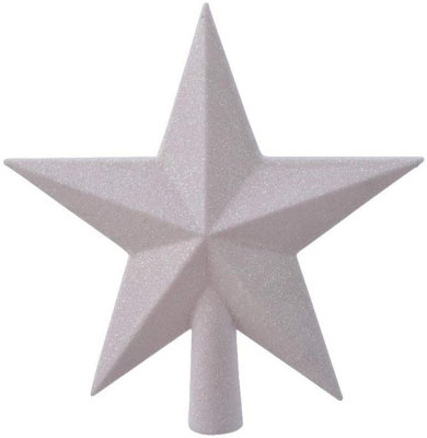 Decoris White Glitter Tree Topper Star Plastic Shatterproof Decoration 19Cm from B&Q