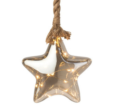 Christmas Star Rope String Light LED 15 Warm White Lights 20cm Mirrored Star - Image 2