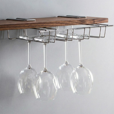 Geezy Wine Glass Rack Holder For Under Cabinet & Shelf Stemware Storage Steel Hanger from B&Q