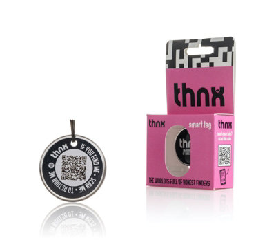  - Thnx Tag Medium Airtag Keychain- Black