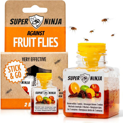 Super Ninja Fruit Fly Killer2 PackEnvironmentally Responsible Highly Effective Ecological Traps IndoorUser Friendly from B&Q
