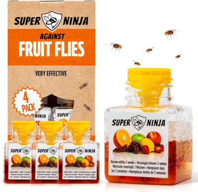 Super Ninja Fruit Fly Trap4 TrapsHighly Effective Ecological Fruit Fly Traps Indoor Fruit Fly Killer from B&Q