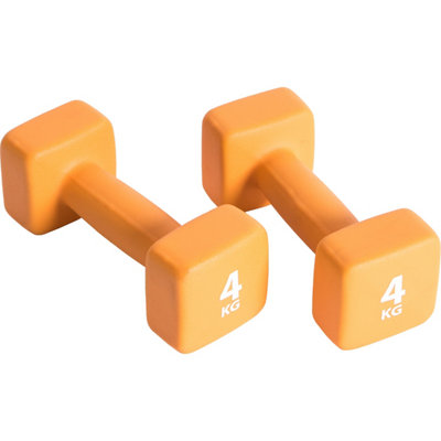 Pure2Improve Neoprene Coated Dumbbells - 2 x 4 Kg - Orange - Image 4