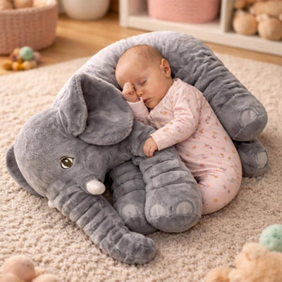 Mikamax Unisex Infant Grey Polyester Elephant Pillow In - Image 8