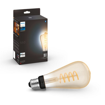 B&Q -  White Ambiance Filament St72 E27 Smart Bulb Amber