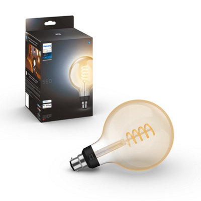 Philips Hue Filament G125 Light Bulb, Large Globe | Soft White Light, B22 Bayonet Cap, 550lm, 16 Million Colours, Dimmable, Smart LED, Vintage Design, Smart Home - Image 4