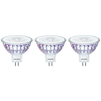 Philips Led Mr16 Bulb 5.8W Gu5.3 12V Dimmable Master Value Ledspot Warm (3 Pack) White