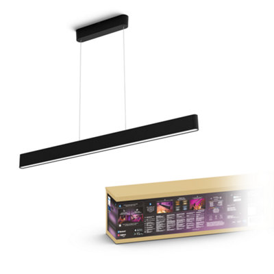 Philips Hue Ensis White & Colour Ambiance Smart Ceiling Pendant Light With Bluetooth. Works With Alexa, Google Assistant And Apple Homekit, Black - Image 3