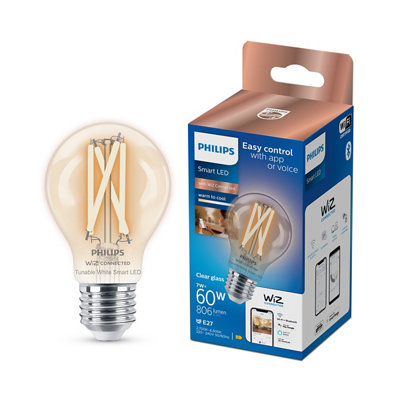 Philips Wiz E27 60W Led Cool White & Warm White A60 Dimmable Light Bulb from B&Q