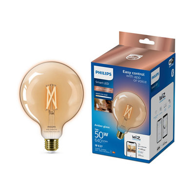 Philips Wiz E27 50W Led Cool White & Warm White Globe Non-Dimmable Light Bulb from B&Q