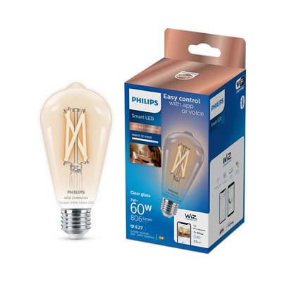 Philips White/Light Wiz E27 60W Led Cool & Warm St64 Dimmable Bulb